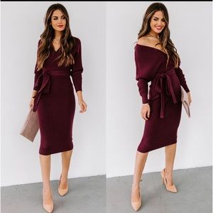 VICI Yara Drape Knit Midi Dress
